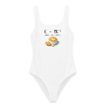 E MC² Kaffee Milch Energie Geschenk lustig - Frauen Badeanzug - Weiß - Vorne - AI Model Female 172 dark (172cm)