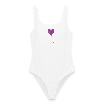 Herz Luftballon Geschenk Geburtstag  - Frauen Badeanzug - Weiß - Vorne - AI Model Female 172 dark (172cm)