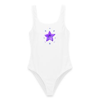 Glockenblume lila Blumenmuster blaues Blume - Frauen Badeanzug - Weiß - Vorne - AI Model Female 172 dark (172cm)
