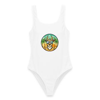 Antilope Lustige Cartoon Sommer Strand Sonnenbrille - Frauen Badeanzug - Weiß - Vorne - AI Model Female 172 dark (172cm)
