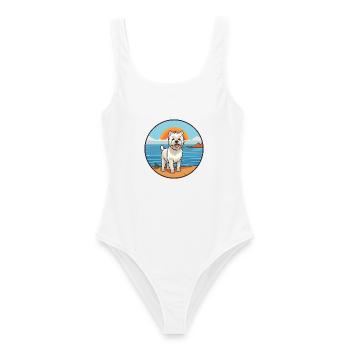 West Highland Terrier Hunderasse Cartoon Kawaii Hund - Frauen Badeanzug - Weiß - Vorne - AI Model Female 172 dark (172cm)