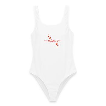 Happy Valentine s Day - Frauen Badeanzug - Weiß - Vorne - AI Model Female 172 dark (172cm)