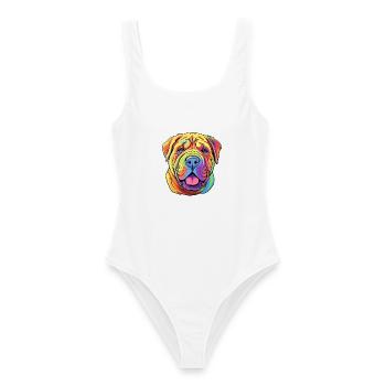Shar Pei Hunderasse Cartoon Kawaii Illustration - Frauen Badeanzug - Weiß - Vorne - AI Model Female 172 dark (172cm)