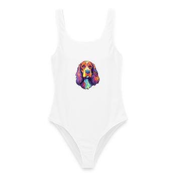 English Springer Spaniel Hunderasse Cartoon Kawaii - Frauen Badeanzug - Weiß - Vorne - AI Model Female 172 dark (172cm)