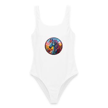 Pferd buntes Aquarell Tier Haustier Illustration - Frauen Badeanzug - Weiß - Vorne - AI Model Female 172 dark (172cm)