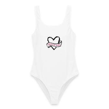Tough Girl Heart pink - Frauen Badeanzug - Weiß - Vorne - AI Model Female 172 dark (172cm)