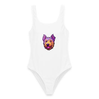 Berger Picard Hunderasse Cartoon Kawaii Illustratio - Frauen Badeanzug - Weiß - Vorne - AI Model Female 172 dark (172cm)