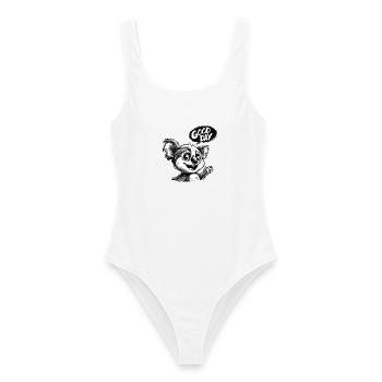 Koala Good Day Cartoon – Schwarzweiß - Frauen Badeanzug - Weiß - Vorne - AI Model Female 172 dark (172cm)