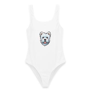 West Highland Terrier Hunderasse Cartoon Kawaii Ill - Frauen Badeanzug - Weiß - Vorne - AI Model Female 172 dark (172cm)