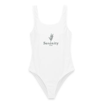 Serenity Now Spruch Zitat Zweig Ruhe - Frauen Badeanzug - Weiß - Vorne - AI Model Female 172 dark (172cm)