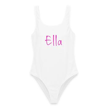 Ella Neon-Schriftzug - Frauen Badeanzug - Weiß - Vorne - AI Model Female 172 dark (172cm)