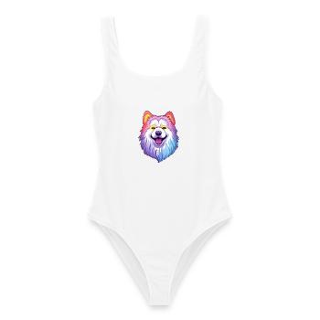 Kanadische Eskimo-Hunderasse Cartoon Kawaii Illustrat - Frauen Badeanzug - Weiß - Vorne - AI Model Female 172 dark (172cm)