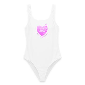 beste Oma - Frauen Badeanzug - Weiß - Vorne - AI Model Female 172 dark (172cm)