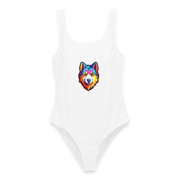 Nördliche Inuit Hunderasse Cartoon Kawaii Illustrati - Frauen Badeanzug - Weiß - Vorne - AI Model Female 172 dark (172cm)