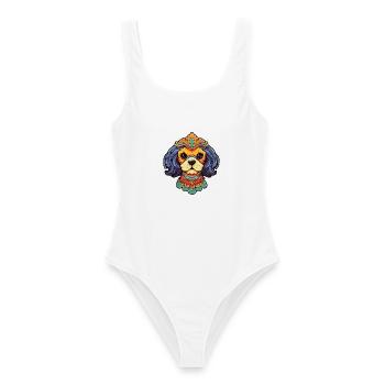 Chinesische kaiserliche Hunderasse Karikatur Kawaii Illustra - Frauen Badeanzug - Weiß - Vorne - AI Model Female 172 dark (172cm)