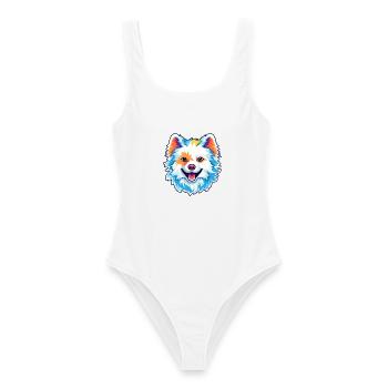 Amerikanische Eskimo-Hunderasse Cartoon Kawaii Illustrat - Frauen Badeanzug - Weiß - Vorne - AI Model Female 172 dark (172cm)