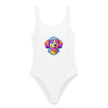 Akbash Hunderasse Cartoon Kawaii Illustration - Frauen Badeanzug - Weiß - Vorne - AI Model Female 172 dark (172cm)