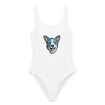 Blue Heeler Hunderasse Cartoon Kawaii Illustration - Frauen Badeanzug - Weiß - Vorne - AI Model Female 172 dark (172cm)