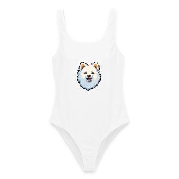 Amerikanische Eskimo-Hunderasse Cartoon Kawaii Illustrat - Frauen Badeanzug - Weiß - Vorne - AI Model Female 172 dark (172cm)