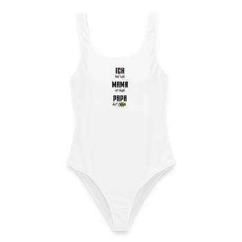 Ich bin süß Mama ist heiß Papa hat Glück - Frauen Badeanzug - Weiß - Vorne - AI Model Female 172 dark (172cm)