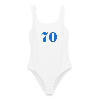 70 - Frauen Badeanzug - Weiß - Vorne - AI Model Female 172 dark (172cm)