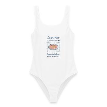 Kastilische Suppe - Frauen Badeanzug - Weiß - Vorne - AI Model Female 172 dark (172cm)