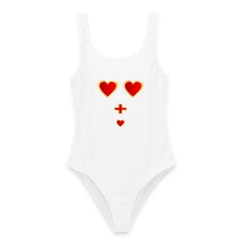 Baby verkünden, Familiennachwuchs - Frauen Badeanzug - Weiß - Vorne - AI Model Female 172 dark (172cm)