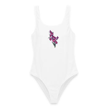 Pink Bloom Cluster-Kunst - Frauen Badeanzug - Weiß - Vorne - AI Model Female 172 dark (172cm)