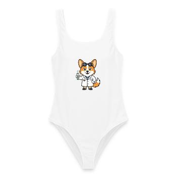 Süßes Kawaii Corgi Science Lover Welpenhemd - Frauen Badeanzug - Weiß - Vorne - AI Model Female 172 dark (172cm)