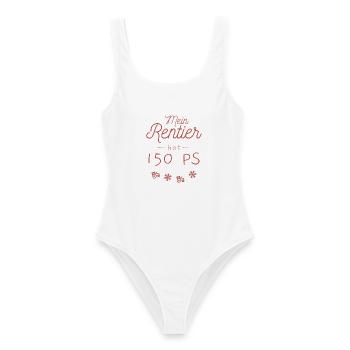 Mein Rentier hat 150 PS - Frauen Badeanzug - Weiß - Vorne - AI Model Female 172 dark (172cm)