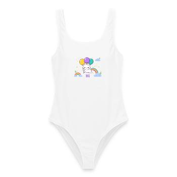 Pastel Kitty Einhornballons - Frauen Badeanzug - Weiß - Vorne - AI Model Female 172 dark (172cm)