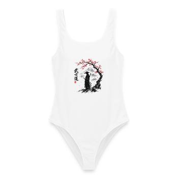 Samurai Spirit  Japanische Kriegerkunst - Frauen Badeanzug - Weiß - Vorne - AI Model Female 172 dark (172cm)