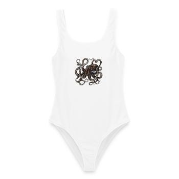 Oktopus im Vintage-Stil - Frauen Badeanzug - Weiß - Vorne - AI Model Female 172 dark (172cm)