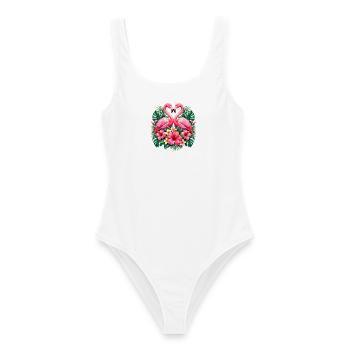 Niedlicher Flamingo Süße Flamingos - Frauen Badeanzug - Weiß - Vorne - AI Model Female 172 dark (172cm)