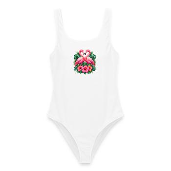 Niedlicher Flamingo Süße Flamingos - Frauen Badeanzug - Weiß - Vorne - AI Model Female 172 dark (172cm)