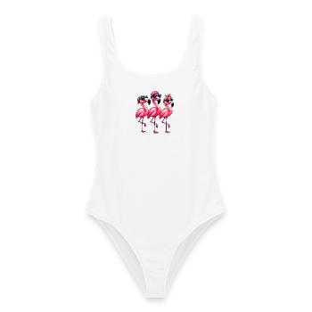 Niedlicher Flamingo Süße Flamingos - Frauen Badeanzug - Weiß - Vorne - AI Model Female 172 dark (172cm)