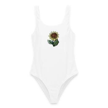 Sonnenblumen-Skizze-Botanischer Tee - Frauen Badeanzug - Weiß - Vorne - AI Model Female 172 dark (172cm)