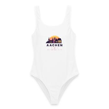 Aachen Retro Sunset Skyline City of Charlemagne - Frauen Badeanzug - Weiß - Vorne - AI Model Female 172 dark (172cm)