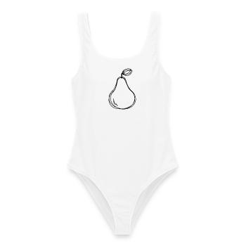 Birne handgezeichnet - Frauen Badeanzug - Weiß - Vorne - AI Model Female 172 dark (172cm)