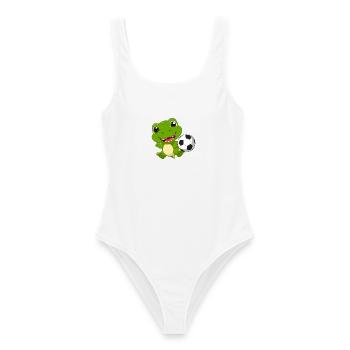 Kleiner Grüner Drache Spielt Fußball Kinder TShirt - Frauen Badeanzug - Weiß - Vorne - AI Model Female 172 dark (172cm)
