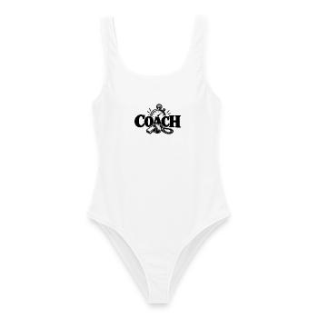 Coach - Trainer Training - Sport - Gym - Sportler - Frauen Badeanzug - Weiß - Vorne - AI Model Female 172 dark (172cm)