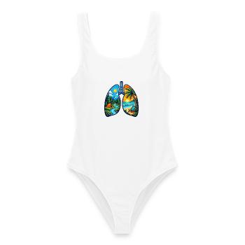 Nature Lungs Mountain Beach Outdoor-Abenteuer-Tee - Frauen Badeanzug - Weiß - Vorne - AI Model Female 172 dark (172cm)