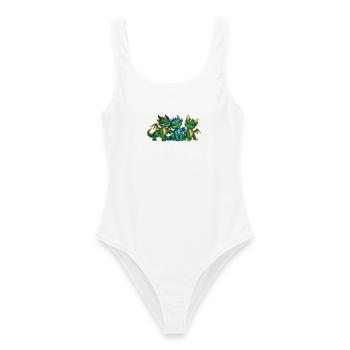 Drei süße Drachenbabys – Grüne Drachengeschwister - Frauen Badeanzug - Weiß - Vorne - AI Model Female 172 dark (172cm)