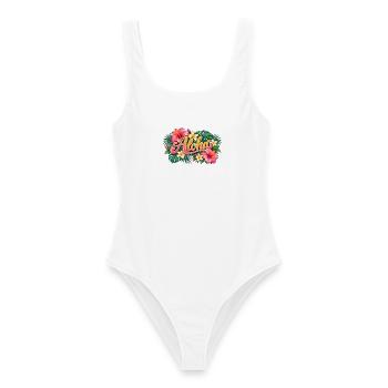 Aloha Tropenblüten - Frauen Badeanzug - Weiß - Vorne - AI Model Female 172 dark (172cm)