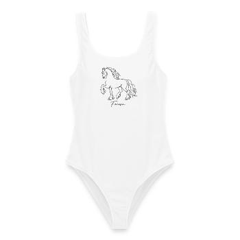 Friese Pferd Line Art Minimalistisch Elegant - Frauen Badeanzug - Weiß - Vorne - AI Model Female 172 dark (172cm)
