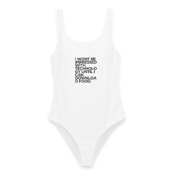 Lustiger Download Food Technology Sarkastisches Meme-Tee - Frauen Badeanzug - Weiß - Vorne - AI Model Female 172 dark (172cm)