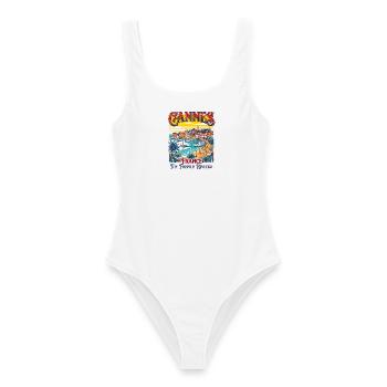 Retro Cannes France The French Riviera - Frauen Badeanzug - Weiß - Vorne - AI Model Female 172 dark (172cm)