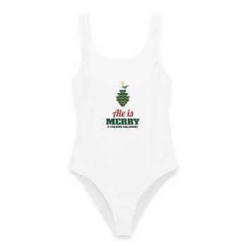Ale Is Merry – Craft-Bier Weihnachtsshirt - Frauen Badeanzug - Weiß - Vorne - AI Model Female 172 dark (172cm)