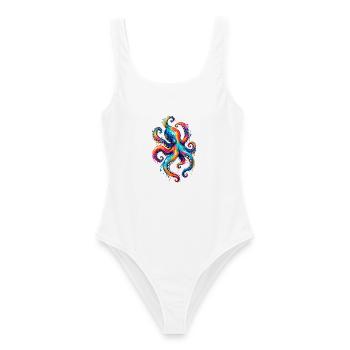 Prismatischer Oktopus - Frauen Badeanzug - Weiß - Vorne - AI Model Female 172 dark (172cm)