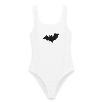 Dunkle Fledermaus, handgezeichnete Silhouette - Frauen Badeanzug - Weiß - Vorne - AI Model Female 172 dark (172cm)